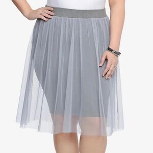 TORRID Women’s Plus Size GRAY MESH MIDI TULLE SKIRT Double Layer Size 3X